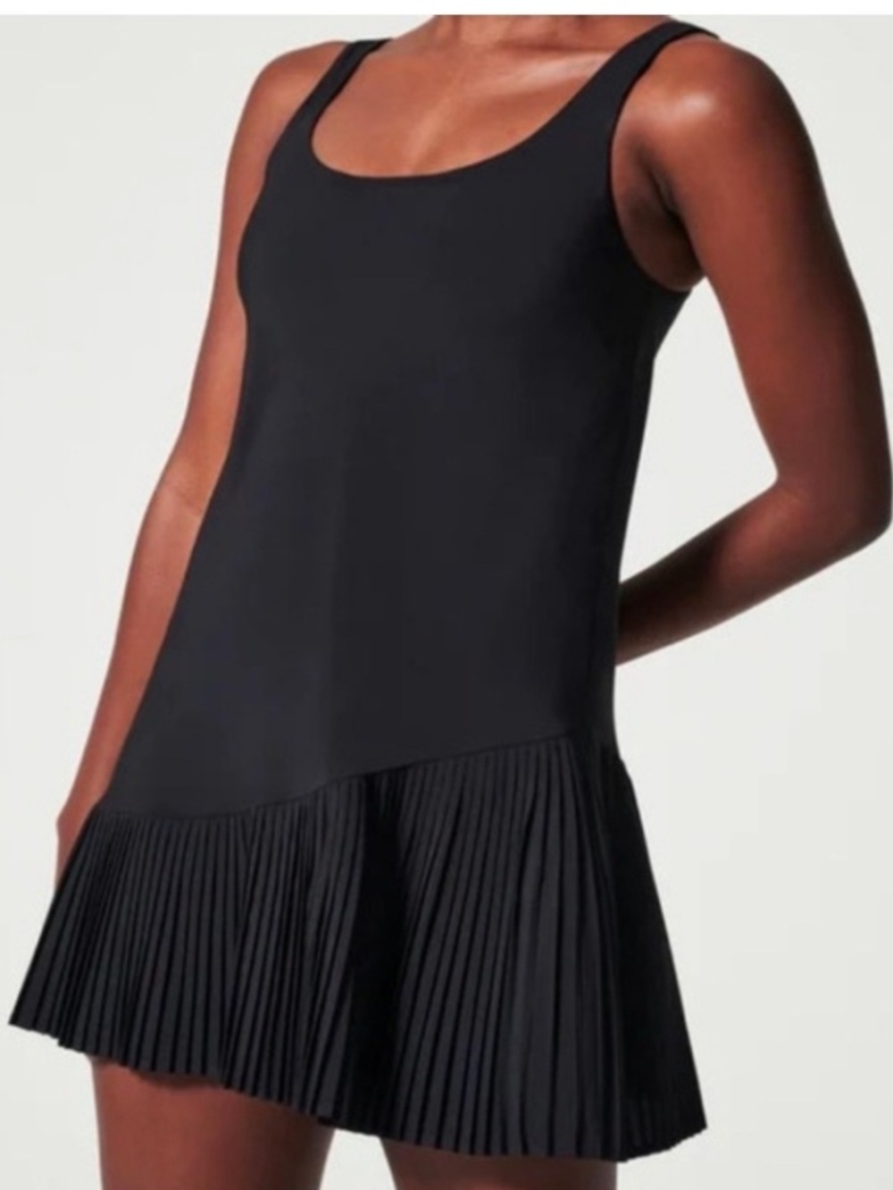 Spanx dark grey w/slate green hue inside. Pleated-Hem Get Moving dress - Picture 3 of 12